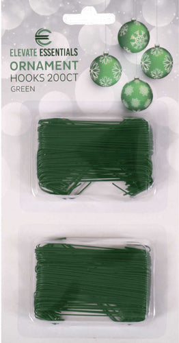 Elevate Essentials Green Christmas Ornaments Hooks - Green Ornament Hangers - Large 2.5 inch (Green) 200ct