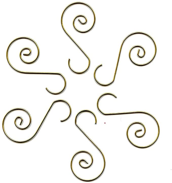 Elevate Essentials Gold Swirl Hook, Gold S Ornament Hooks, Gold Decorative Ornament Hangers, Christmas Gold Ornament Hooks for Decoration, Metal Wire Hanging Hook, 40 ct