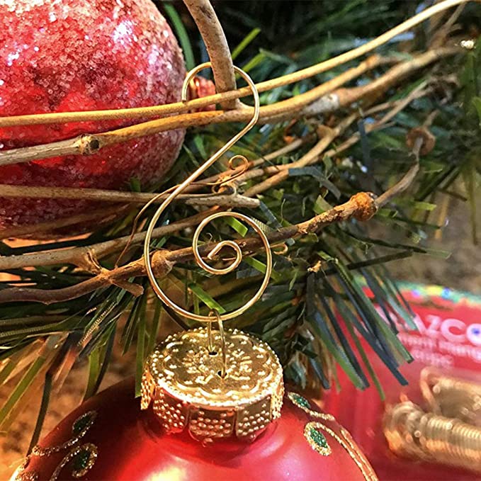 Elevate Essentials Gold Swirl Hook, Gold S Ornament Hooks, Gold Decorative Ornament Hangers, Christmas Gold Ornament Hooks for Decoration, Metal Wire Hanging Hook, Gold 100pk
