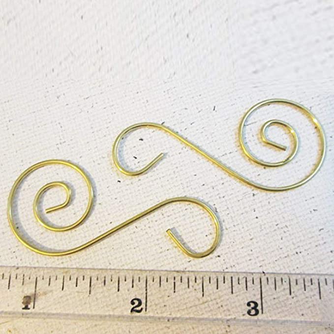 Elevate Essentials Gold Swirl Hook, Gold S Ornament Hooks, Gold Decorative Ornament Hangers, Christmas Gold Ornament Hooks for Decoration, Metal Wire Hanging Hook, Gold 100pk