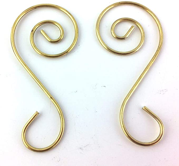 Elevate Essentials Gold Swirl Hook, Gold S Ornament Hooks, Gold Decorative Ornament Hangers, Christmas Gold Ornament Hooks for Decoration, Metal Wire Hanging Hook, Gold 100pk